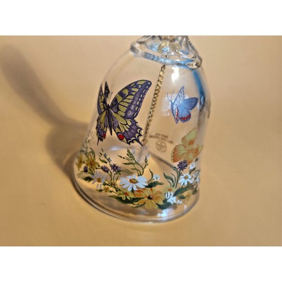 Vintage Art Crystal Glass Bell Avon Butterflies & Flowers 1990 - Picture 3 of 12